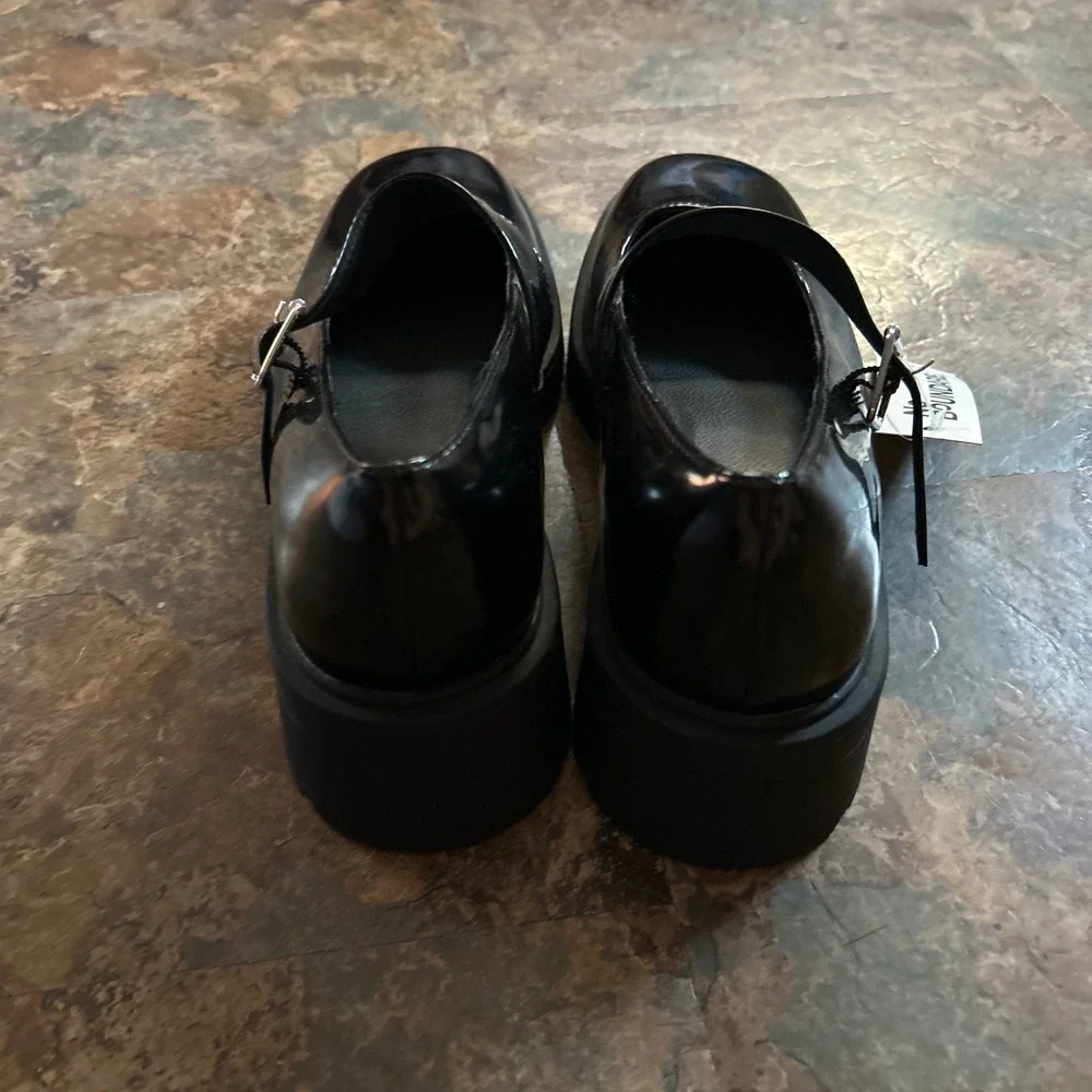 No Boundaries Chunky Mary Jane Loafer Shoes Womens Size 11 Black Loafers Buckle